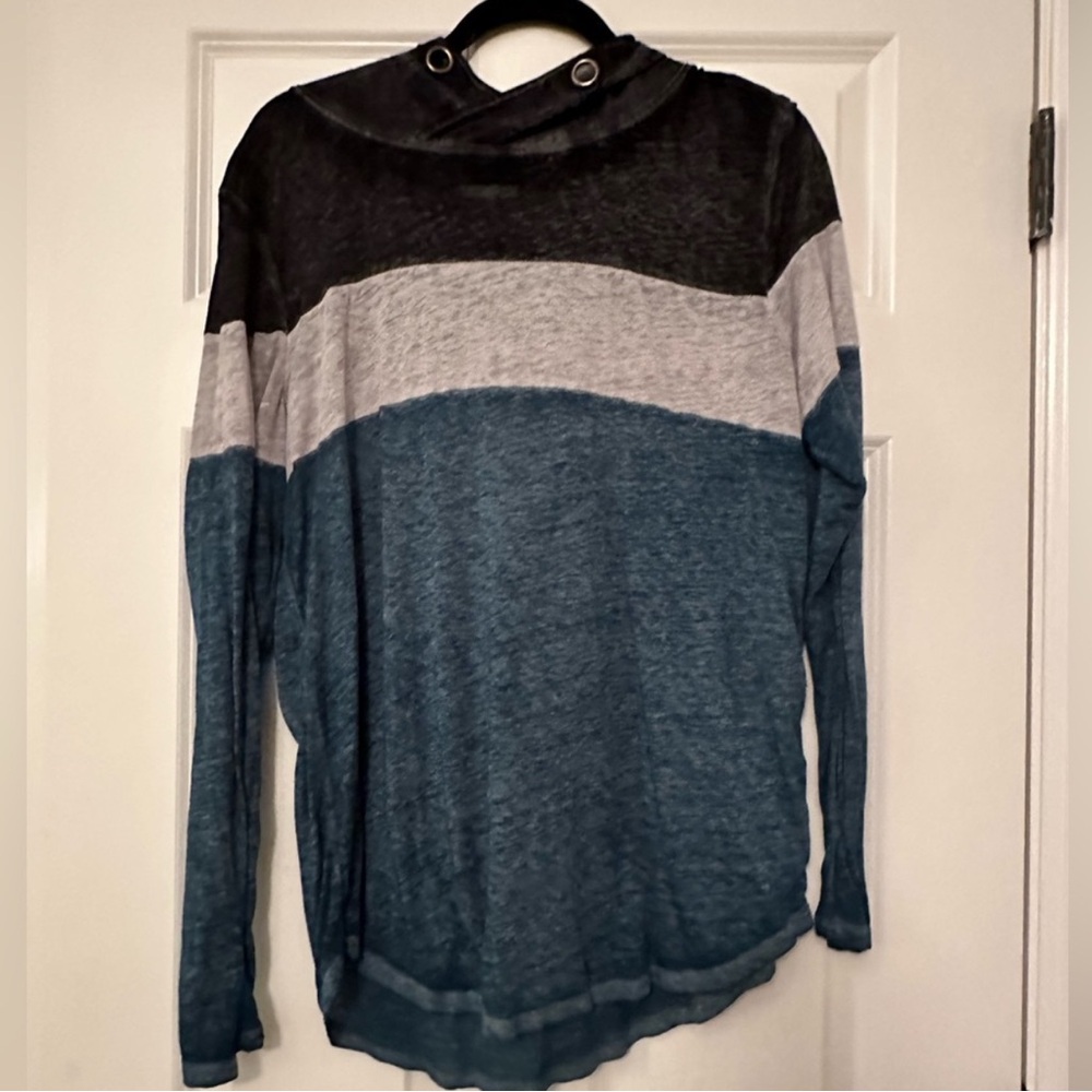 Maurices Black, Gray, and Blue Hooded Top
